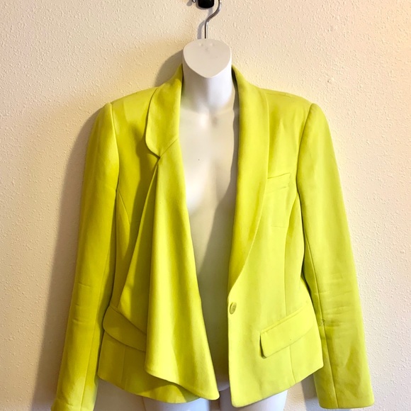 SOLD- Trina Turk Bright Citron Yellow Ruffle Blazer - Picture 3 of 9